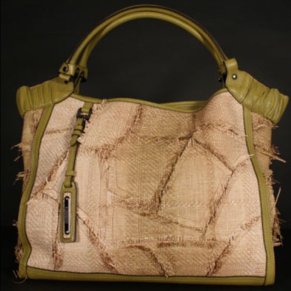 💯Burberry Prorsum Covington Lg Raffia Gr Leather - Picture 1 of 11
